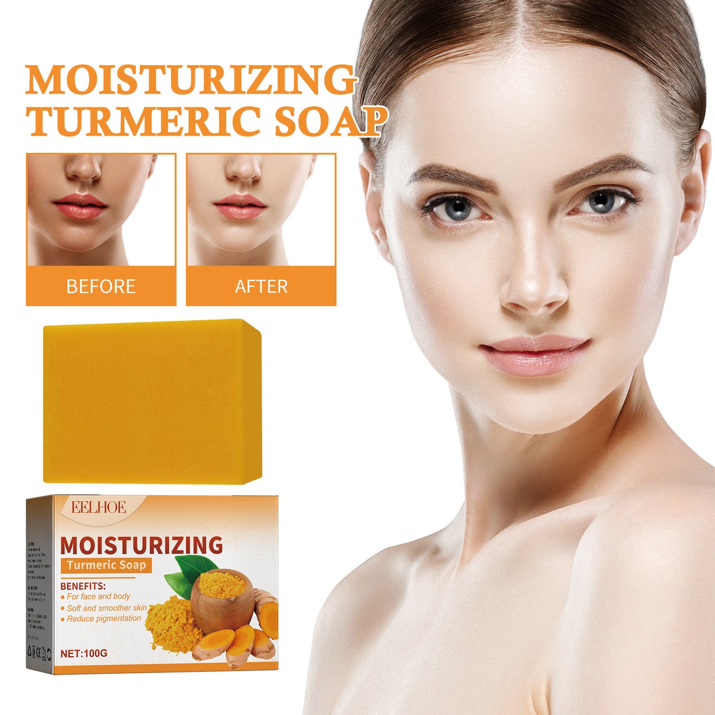 Turmeric Whitening Moisturizing Soap Cleansing Skin Brightening Skin Color