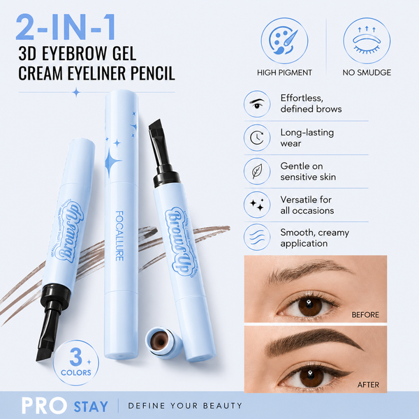 2-in-1 3D Eyebrow Gel Cream  Eyeliner Pencil 3 Colors Waterproof Long-lasting