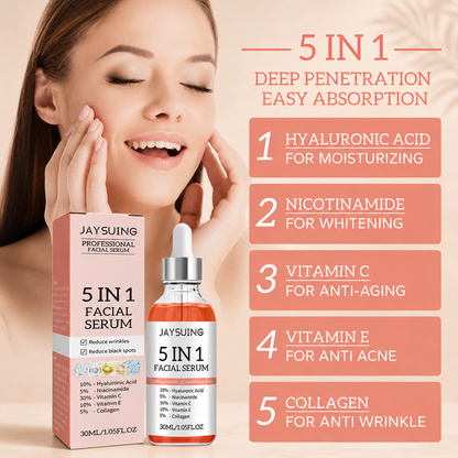 Facial Serum Moisturizing Skin Anti-wrinkle Firming Fade Spots 5-in-1 Facial
